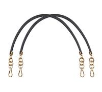 BEAULEGAN Leather Handbag Handles - Short Strap Replacement for Shoulder Bags 2 PCS, 60 cm Long (Black/Gold)