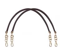 BEAULEGAN Leather Handbag Handles - Short Strap Replacement for Shoulder Bags 2 PCS, 60 cm Long (Dark Brown/Gold)