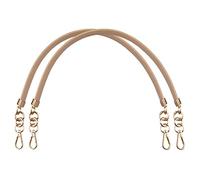 Beaulegan Leather Handbag Handles - Short Strap Replacement for Shoulder Bags 2 PCS, 60 cm Long (Khaki/Gold)