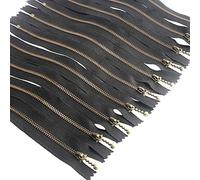 Beaulegan Metal Zippers 10 Pcs - #3 Antique Brass Close-end 15 cm (6 Inch), Black
