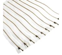 Beaulegan Metal Zippers 10 Pcs - #3 Antique Brass Close-end 6 Inch (15 cm), White