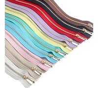 BEAULEGAN Metal Zippers 10 Pcs - #3 Gold Close-end Zips 15 cm (6 Inch), Assorted Color