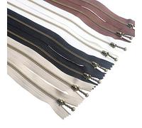 Beaulegan Metal Zippers 8 Pcs - #3 Antique Brass Close-end 30 cm (12 Inch), Assorted Color