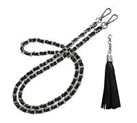 BEAULEGAN Purse Leather Chain Strap Replacement for Handbag Crossbody or Shoulder Bags, 130 cm Long (Black Silver)