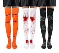 Beaulov Ruffle Knee High Socks for Women Halloween Thigh High Socks Christmas Long Sock Over the Knee Sock Festival Presents Gifts for Ladies Girls