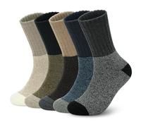 Beaulov Thermal Merino Wool Socks for Men Warm Vintage Wool Sock Mens Winter Socks Holiday Presents Christmas Gifts for Men Suitable for Indoor and Outdoor (A1-Beige/Black/Khaki/Blue/Dark Grey)