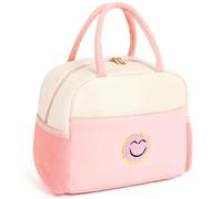 Beaulyn Preppy Lunch Bag for Women and Girls,Large Insulated Lunch Box with Chenille Pattern,Wide-Open Leather Lunchbag, Leakproof Portable Cooler,Reusable Lunch Tote Bag for Work School Picnic