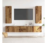 beaumont 160cm wooden 5 piece entertainment unit in brown