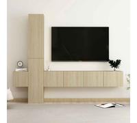 beaumont 160cm wooden 5 piece entertainment unit in sonoma oak