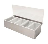 Beaumont 5 Part Stainless Steel Condiment Holder Clear Lid Lightweight 94x384mm