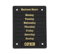 Beaumont Adjustable Opening Hours Display Sign with Suction Pads DL226 | Gold lettering details all seven days with slots for open and close times; easily updates to suit changing business hours