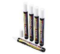 Beaumont Chisel Liquid Chalk Pen, White 5mm (5 Pack) - Easy to Clean, Fine Line Work for Chalkboards, Specials Boards, and A-Frames, Ideal for Restaurants, Cafes
