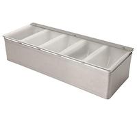 Beaumont Condiment Holder - 5 Removable Compartments, Stainless Steel, 1 Pint Compartments, Clear Lid to Help Protect & Identify Sauces, Size: 94x151x384 mm, CZ598