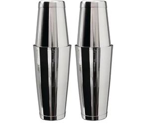 Beaumont Mezclar Tin-on-Tin Boston Cocktail Shaker, Stainless Steel, Mirror Finish, Professional Bartender Tool, Commercial Bar Restaurant Pub or Home Use | DF225 (Pack of 2)