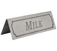Beaumont Milk Stainless Steel Table Sign, Durable Metal Construction, Easy to Clean, 120mm Length, Ideal for Restaurants, Hotels, and Event Venues