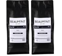 Beaumont No.4 Grind Coffee Roasted Beans Decaf 1kg - Flavour Notes: Cocoa, Caramel, Praline HS535 (Pack of 2)