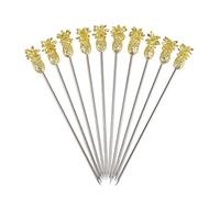 Beaumont Pineapple Garnish Pick Gold Plated (10 Pack) - Reusable Stainless Steel Appetiser Skewers CZ591