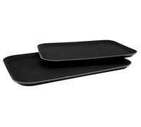 Beaumont Plastic Rectangular Non-Slip Tray Black 360x462mm - Drinks, Food Tray, Easy to Clean, Durable, Dishwasher Safe, Ideal for Events, Catering, Bars