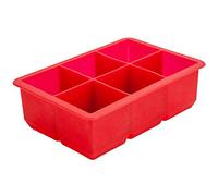 Beaumont Six Cavity Silicone Ice Cube Mould Red - Easy to Remove Cubes, Flexible Hard-Wearing Design, 161mm Length, Ideal for Bars and Home Use