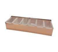 Beaumont Stainless Steel Condiment Holder Copper Plated 6 Part Compartiment - Kitchen Bar Organizer Box DZ787
