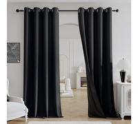 Beauoop Blackout Curtains for Living Room Black Curtains 90 Drop Herringbone Textured Eyelet Curtain for Bedroom Thermal Insulated Noise Reducing Window Curtain Drapes 2 Panels