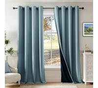 Beauoop Dusty Blue 100% Blackout Curtains 63 Inch Long 2 Panels for Bedroom Living Room Solid Room Darkening Thermal Insulated Soundproof Energy Saving Grommet Top Window Treatment Drapes,52x63 2 Set