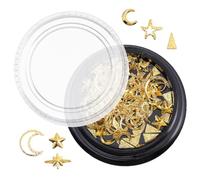 Beaupretty 1 Box Golden Zinc Alloy Star and Moon Nail Charms with 3d Solid Decoration, for DIY Nail Art and Jewelry Making, Includes Storage Box for Easy Organisation