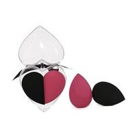 Beaupretty 1 Box Heart Shape Cosmetic Sponge Set Flocking Beauty Makeup Eggs for Wet and Dry Use Soft Blending Sponges for Foundation Powder and Concealer Reddish Black