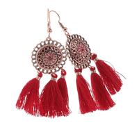 Beaupretty 1 Pair Boho Ethnic Earrings for Year Celebrations Lightweight Tassel Drop Earrings Unique Chinese Style Jewelry Comfortable for Women