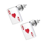 Beaupretty 1 Pair Chic Poker Modeling Ear Studs for Women Fashion Titanium Steel Earrings Heart and Jewelry Accessories Unique for Friends Versatile Ear Decor