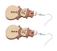 Beaupretty 1 Pair Christmas Wooden Snowman Earrings Lightweight Dangle Jewelry for Women Minimalist Holiday Accessory Christmas present for Festive Occasions