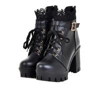 Beaupretty 1 Pair Comfortable PU Short Boots for Women Lightweight Low High Heeled Fashion Boots for Parties Work Dates and Special Occasions Stylish Chunky Heel Design Black