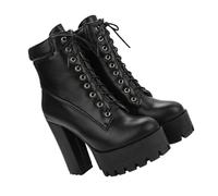 Beaupretty 1 Pair Comfortable Retro PU Short Boots for Women Lightweight Vintage Chunky Heels Ankle Booties for Autumn Winter Fashion Black
