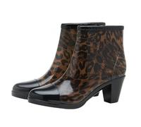 Beaupretty 1 Pair Fashion High Heel Non Skid Rain Boots for Women Short Side Zipper Booties Stylish Outdoor Footwear for Rainy Days Material with Slip Sole
