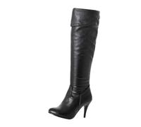 Beaupretty 1 Pair Fashion High Knee Boots for Women Winter High Leg Thin Heel Boots with Side Zipper Stylish PU Black Knee Footwear Versatile for Any Occasion