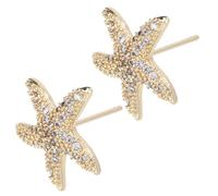 Beaupretty 1 Pair Gold Plated Silver Flower Ear Studs with Rhinestones Delicate Women Earrings for Daily Wear Chic Jewelry Decoration