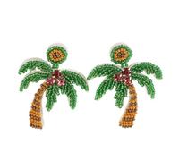 Beaupretty 1 Pair Handmade Beach Earrings Coconut Palm Tree Dangle Earrings Summer Holiday Accessories for Casual Outfits Stylish Beach Theme Jewelry for Special Occasions