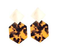 Beaupretty 1 Pair Leopard Print Hexagon Earrings for Women Exaggerated Geometry Drop Accessories Lightweight Tortoiseshell Design Fashionable Ear Jewelry for Every Occasion