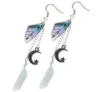 Beaupretty 1 Pair Moon Charm Butterfly Drop Earrings for Women Elegant Fairy Wings Design Comfortable Material for Daily Wear Unique Boho Jewelry