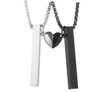 Beaupretty 1 Pair Romantic Heart Matching Necklace for Couples Durable Stainless Steel Jewelry Set for Boyfriend Girlfriend Symbolizing Eternal Love and Intimate Bond