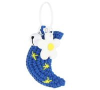 Beaupretty 1 PC Creative Knitted Moon Pendant Unique Luggage Key Decoration Three Car Pendant Chic and Beautiful Design for Bags and Keys Blue