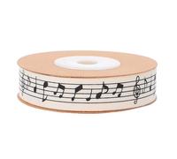 Beaupretty 1 Roll 10m Cotton Music Character Ribbon for Gift Wrapping and Bow-Knot Making, Reusable Ribbed Band Suitable for Party Packaging and Craft Wrapping