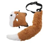 Beaupretty 1 Set Furry Fox Mask and Tail Set Plush Cosplay Accessories for Halloween Masquerade and Costume Parties Realistic Animal Fox Costume Prop for Unique Dress Up