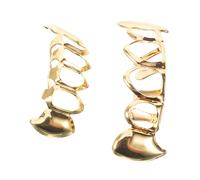 Beaupretty 1 Set Gold Hollow Teeth Grills Set for Hip Hop Decoration Instant Smile Accessory for Parties Music Festivals Halloween Fashion Performances Lightweight and Easy to Use