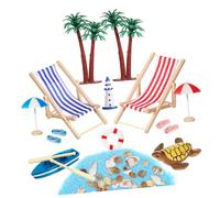 Beaupretty 1 Set Miniature Beach Scene Accessories Set Micro Landscape Props for Doll Houses Lifelike Beach Chair Parasol Decorative Elements for Mini Collection