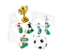 Beaupretty 1 Set Miniature Soccer Field Cake Decor Set Soccer Trophy Player Figurines for Birthday Parties for Sports Themed Events Plastic Landscape Decor