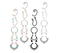 Beaupretty 1 Set No Piercing Nose Ring Set Stainless Steel Clip Nose Jewelry for Parties Festivals Everyday Wear Lightweight Secure Fit Eye Catching