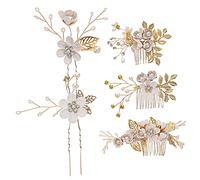 Beaupretty 1 Set Pearl Flower Hairpin Comb Set Elegant Wedding Headdress for Women Floral Hair Accessory for Special Occasions Durable Charming Design for Weddings Birthdays