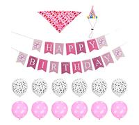 Beaupretty 1 Set Stylish Pink Dog Birthday Decorations Set Puppy Party Accessories Complete Decor Kit for Pet Birthdays Eye Catching Banner Balloons More for Celebrating Your Dog Special Day