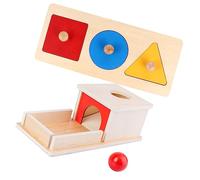 Beaupretty 1 Set Wooden Drawer Box Geometric Shape Matching Blocks Montessori Educational for Practical Sensory for Shape Recognition and Color Sorting Enhances Parent Interaction and Motor